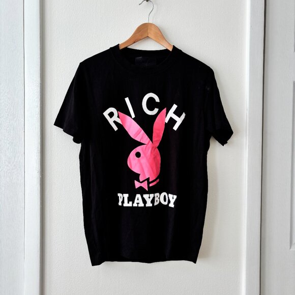 John Richmond x Playboy Logo Print T-Shirt in Black - Picture 6 of 11